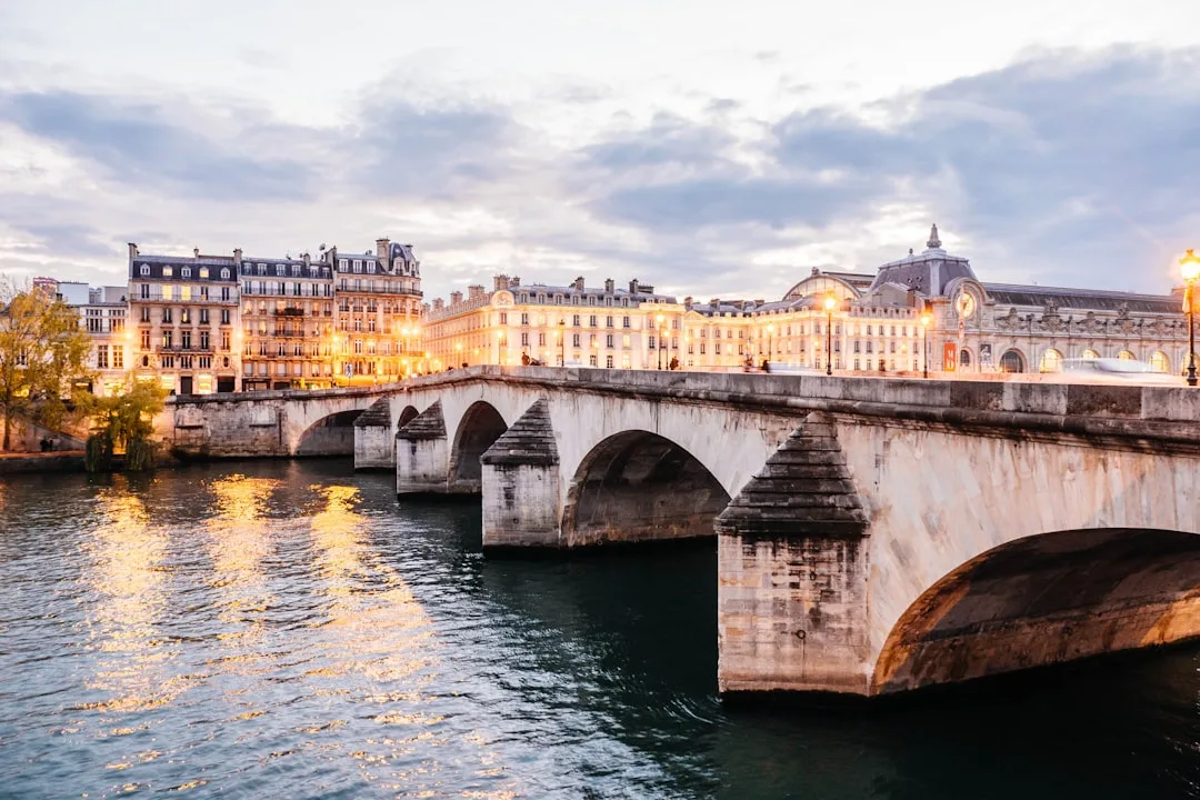 Illuminated bridge on Seine